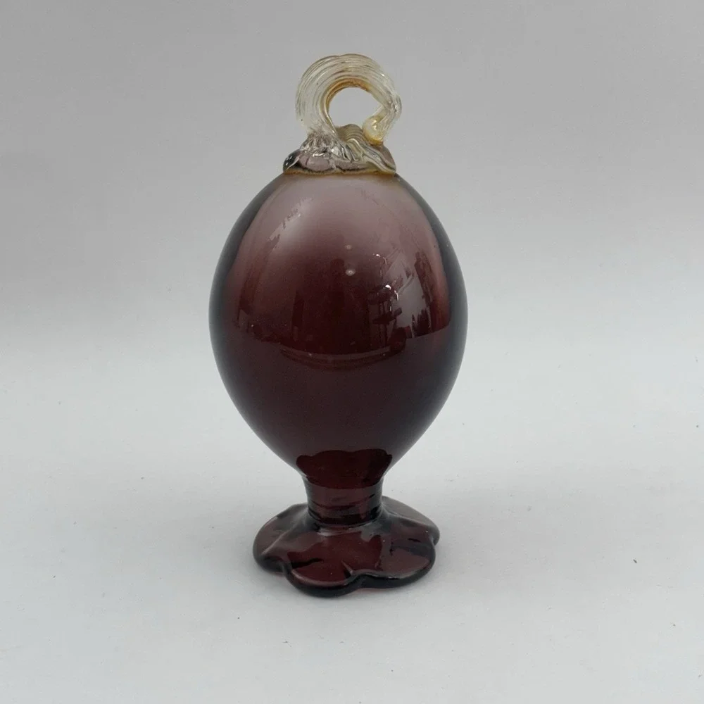 Hand Blown Art Glass Hanging Hummingbird Feeder Purple Amethyst Unique